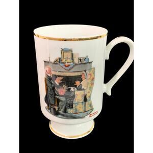 1981 Norman Rockwell Porcelain Pedestal Mug "Tea for Two" The Danbury Mint